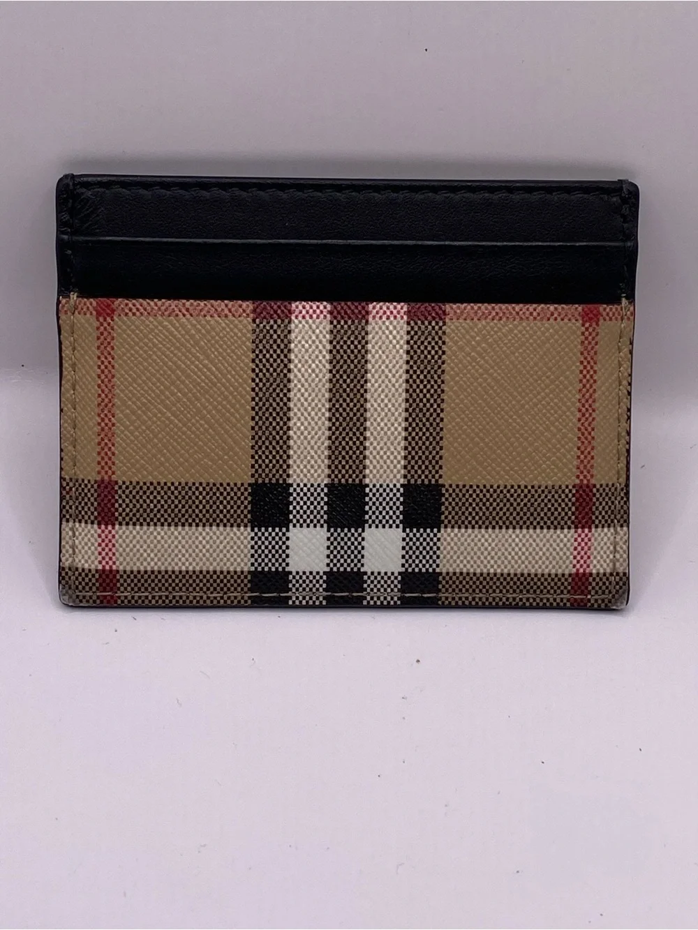 Burberry Black & Beige Vintage Check Card Holder